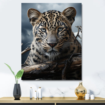 Monochrome Majesty Leopard In The Wild - Beige Leopard Wall Art
